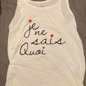 BNWOT French graphic white tank top